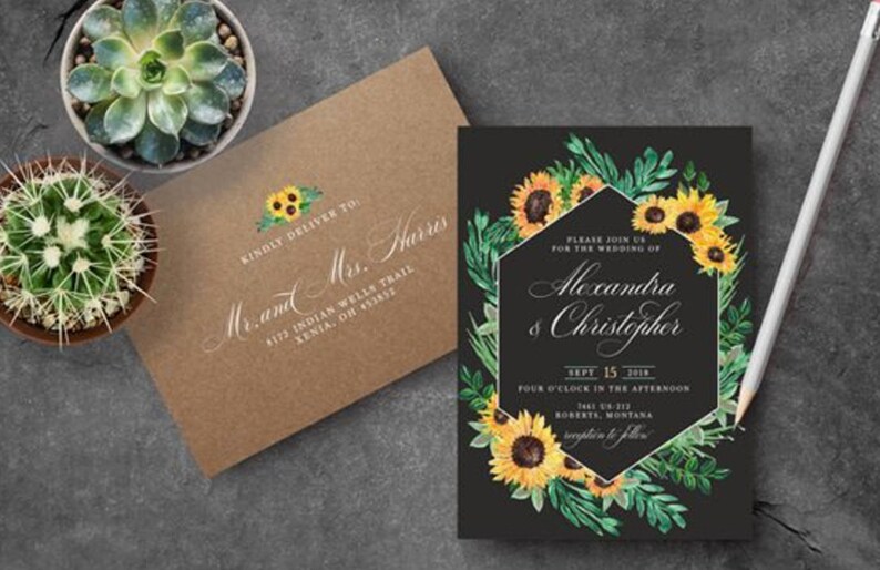 Sunflower Wedding Invitation image 1