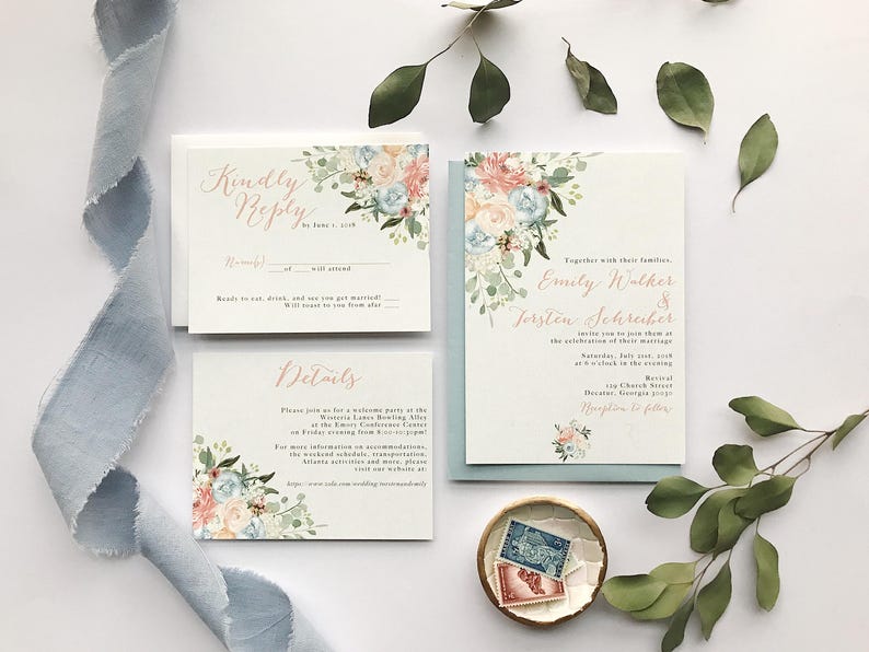 Floral Spring Wedding Invitations image 1