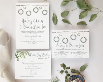 Wreath Hoop Wedding Invitation