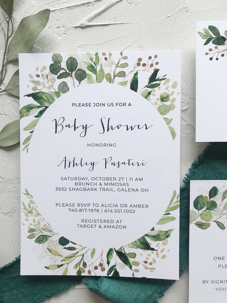 Eucalyptus Baby Shower Invitations Etsy