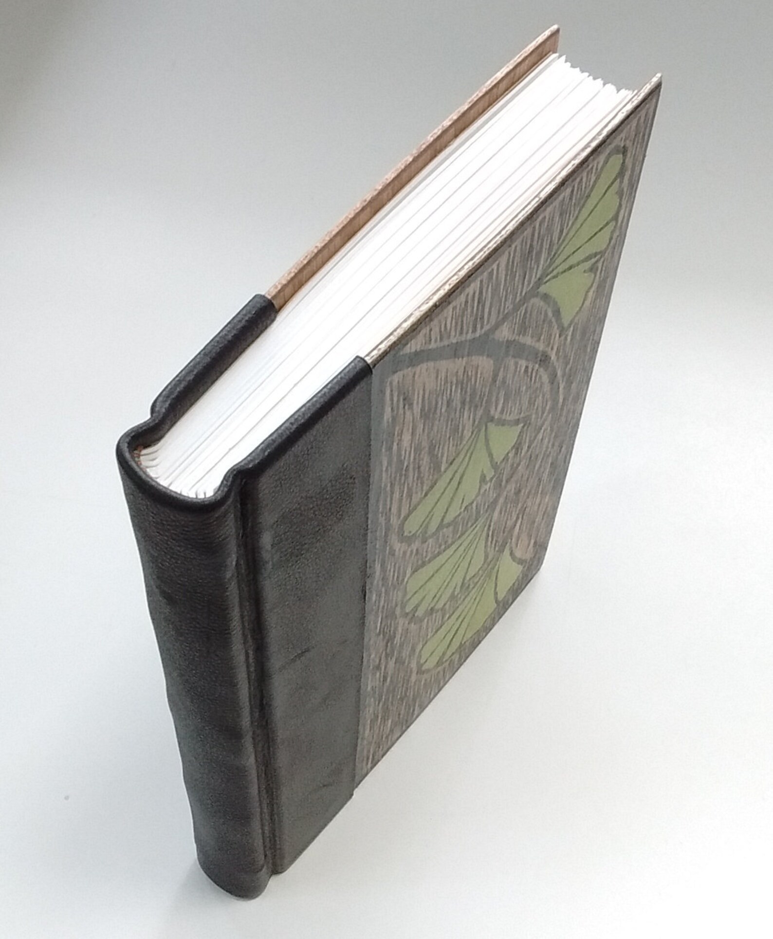 Handmade Book Bound in Black or Brown Leather and Wood With Etsy