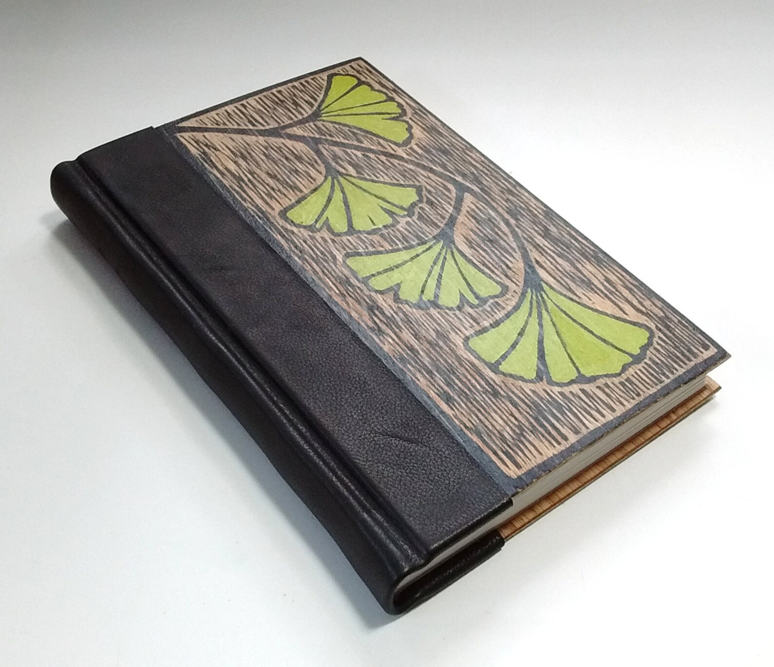 Handmade Book Bound in Black or Brown Leather and Wood With Etsy