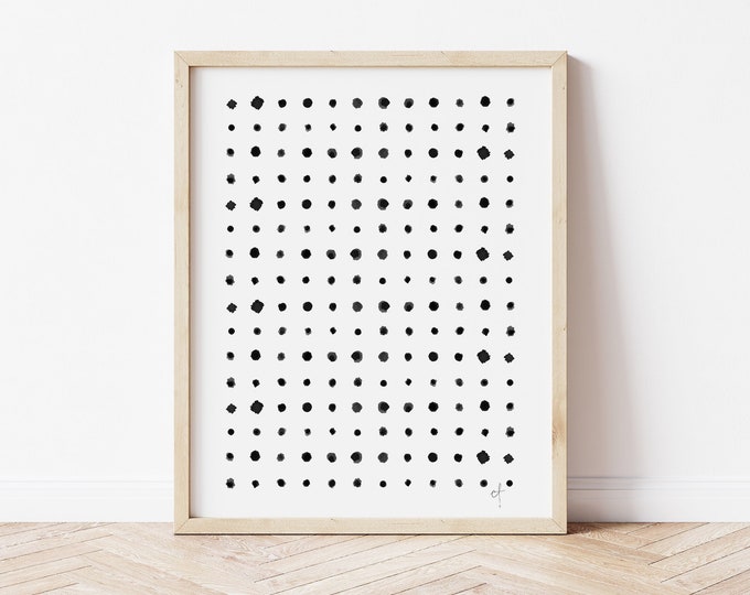 Printable Gallery Wall Art, Black Dots Wall Art, Black Dots Art Print
