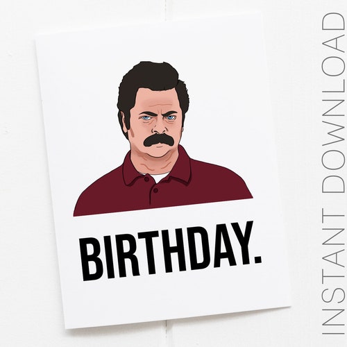PRINTABLE Ron Swanson Birthday Card Parks and Recreation - Etsy