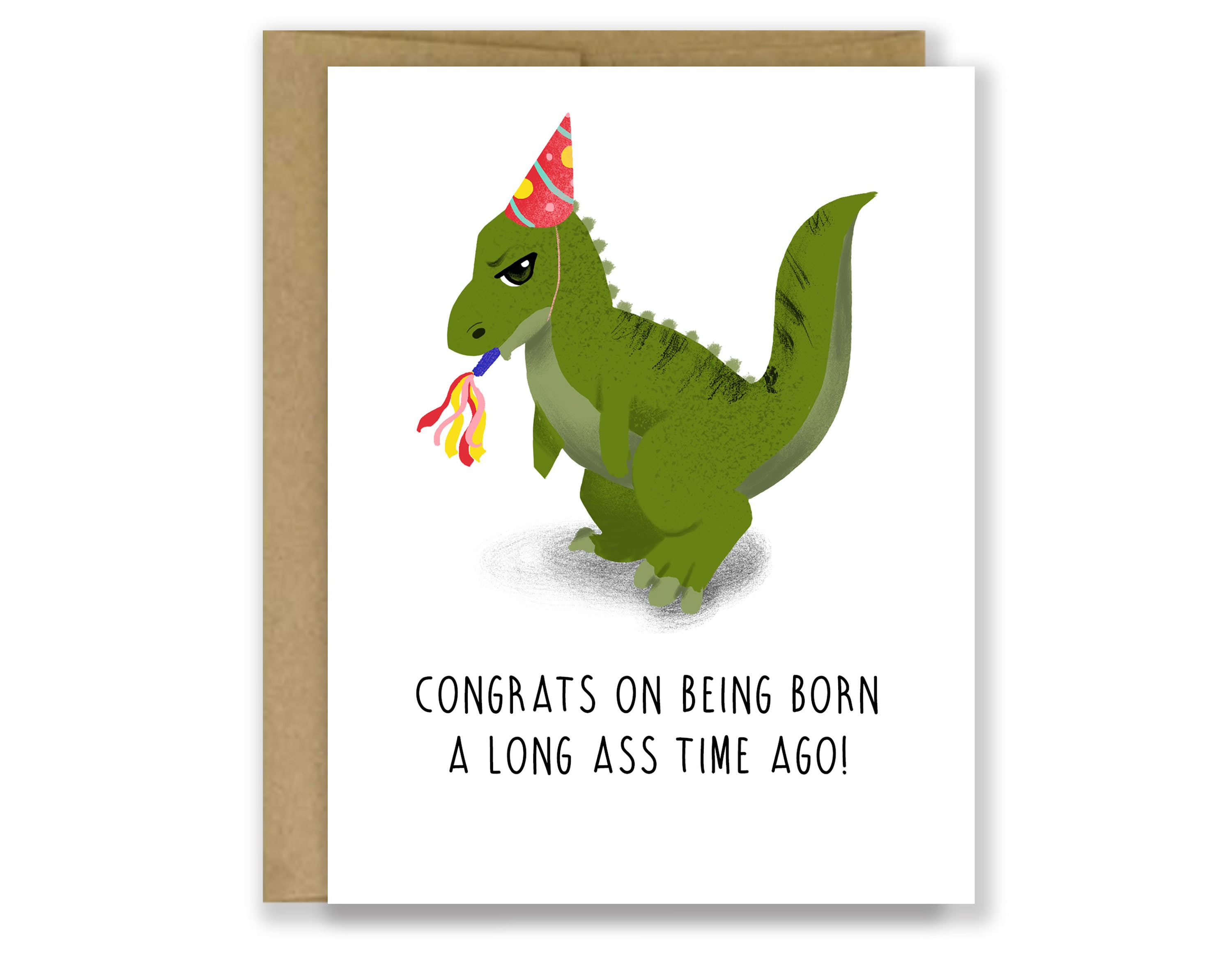 Chrome Dino Party Time Greeting Card