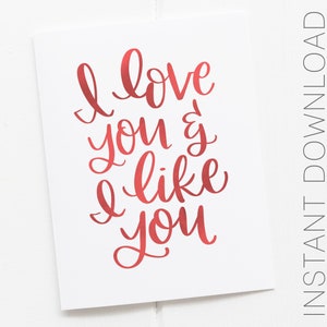 PRINTABLE I Love You and I Like You Card, Parks and Recreation Card, Parks and Rec Card, Leslie and Ben, Parks and Rec Quotes, Anniversary