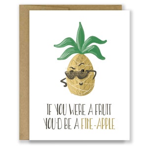 PRINTABLE Funny Pineapple Card, If You Were a Fruit You'd be a Fineapple, Punny Card, Funny Birthday Card, Flirty Card, Valentines Day Card image 3