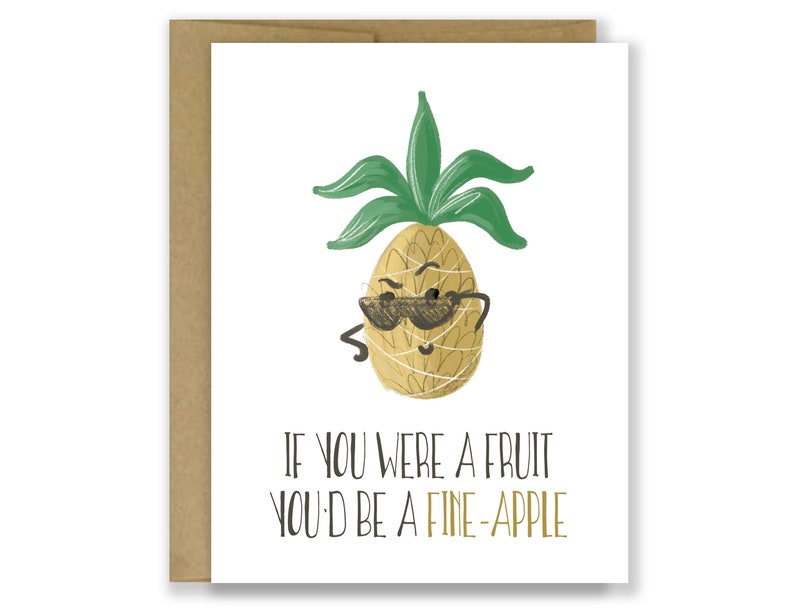 PRINTABLE Funny Pineapple Card, If You Were a Fruit You'd be a Fineapple, Punny Card, Funny Birthday Card, Flirty Card, Valentines Day Card image 3