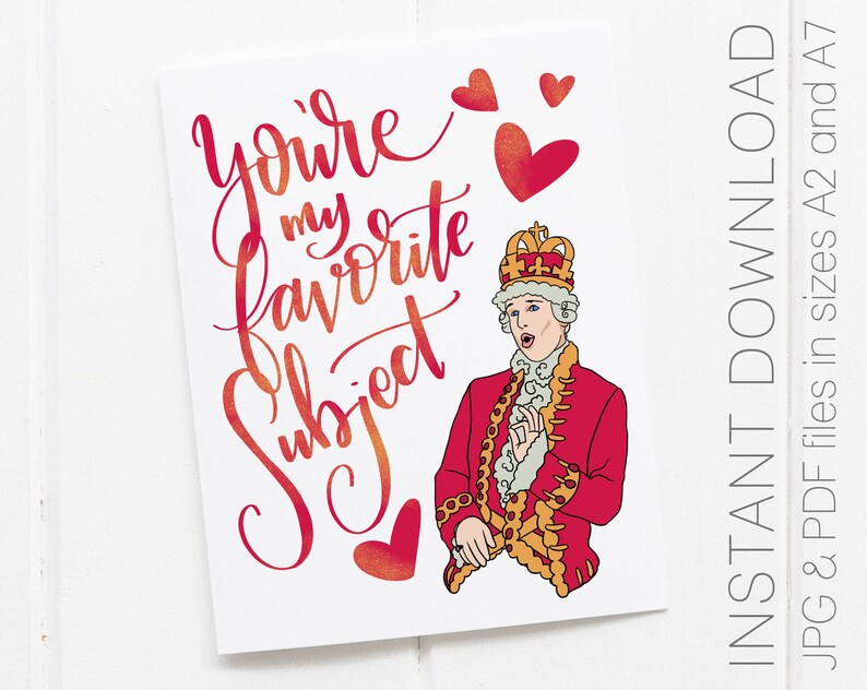 Hamilton Valentine Card You're my Favorite Subject | Etsy