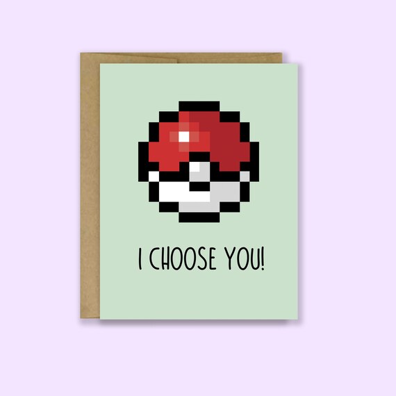 I Choose You Card Pokemon Cards Pixelated Pokeball Pikachu Card Engagement Card Pokemon Valentines Day Card Pokemon Gift