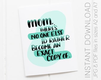 PRINTABLE Mothers Day Card, Card from Daughter, Funny Card for Mom, Mom Birthday Card, Like Mother Like Daughter, Birthday Card for Mom