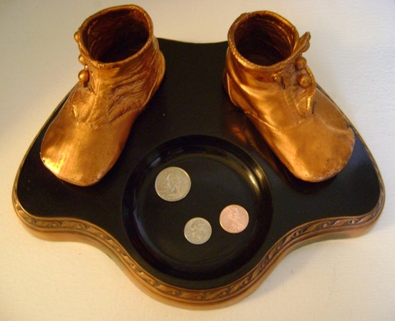 copper baby shoes