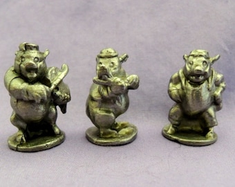 Vintage 1980s Three Little Pigs Pewter Figurines – Handmade Collectibles