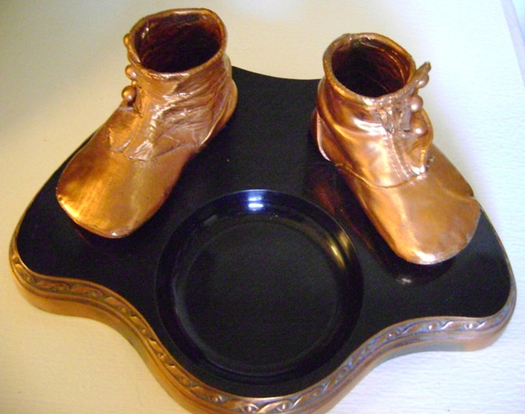 Antique Copper Baby Shoes With Tray Good Storage for Smalls Etsy