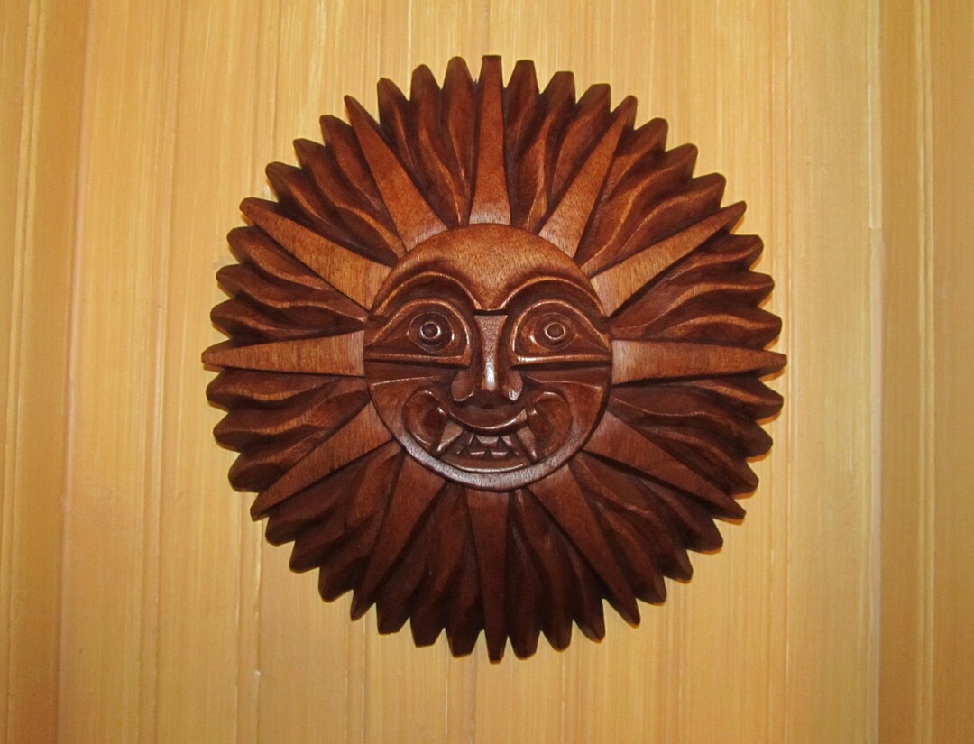 Wood Carved Aztec Style Sun Wall Decor - Etsy