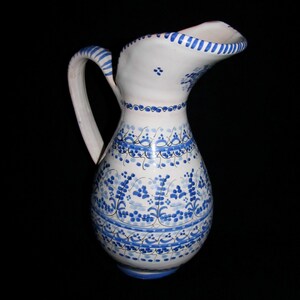 Lovely Blue and White Delicately Hand Painted Ceramic Pitcher