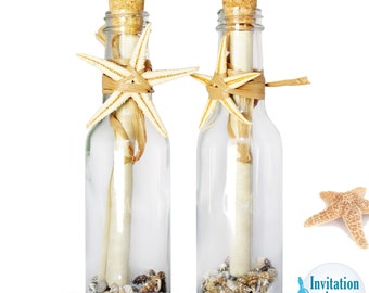 Ocean Shores Message In A Bottle Invitations - Mariages à la plage, Mariage à destination