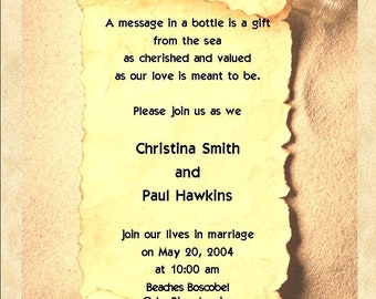 Message In A Bottle Stationary Invitations -  (For Message in a Bottle Scrolls)
