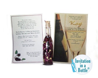 Wine Tasting Bottle, Personalized Bottle Gift, Invitation / congratulation in a bottle