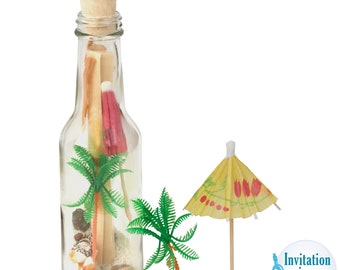 Message In A Bottle Invitations, Announcements Palm Paradise - Beach Weddings, Destination Wedding or any Tropical Theme Event