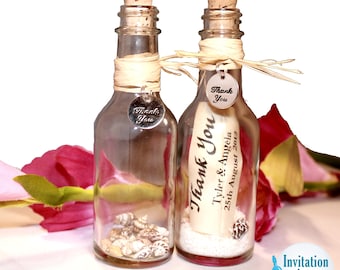 Message Bottle Favor by Invitation In A Bottle ™ - Thank You or Place Card  or Save the Date for Wedding, Beach Party, Destination