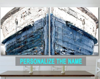 Personalized Nautical Ship Canvas Print: Coastal Lakehouse Wall Art
