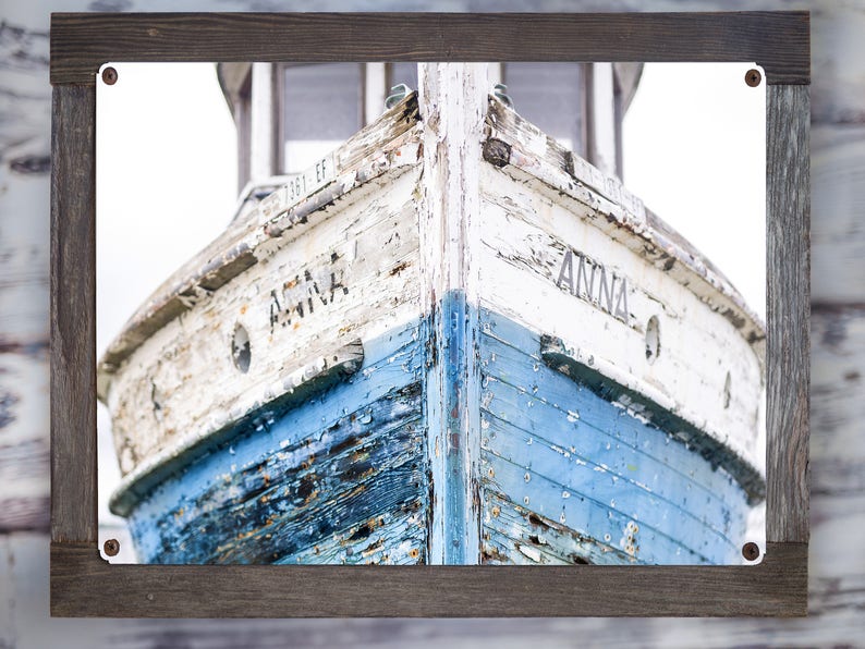 Nautical Art Framed Metal Print Cottage Decor Nautical Navy Etsy