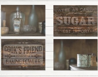 Rustic Farmhouse Kitchen Art: Vintage Baking Canvas Print
