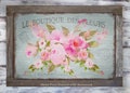 Aqua French Sign, French Country, Barnwood Framed Metal Print,  Farmhouse  Decor, Rustic Wall Art,  Farm Art, Teal, , Shabby,  Gift For Her