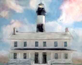 Nautical Art, Lighthouse Art, Beach Decor, Nautical  Decor, Cape Hatteras,  Beach Art, Lighthouse Prints or Canvas, Seaside Art, Blue