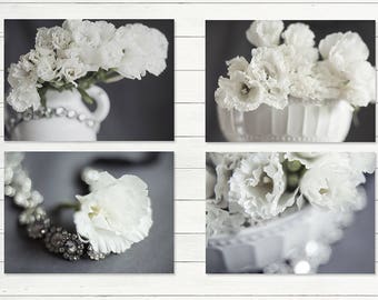 Farmhouse Flower Prints: Rustic Country Wall Art, Set of 4
