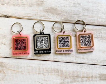 QR code keychain, Small business advertising, Business card acrylic