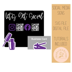 Nail Salon SVG Datei, Digitale Datei Social Media und Zahlungsschild, Let's get social, Glowforge Datei