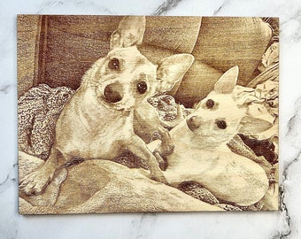 Wood engraved photo, Pet portrait, Pet memorial gift, Gift for her, Dog lover present, Mother’s Day gift