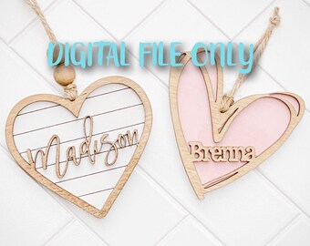 DIGITAL FILE - Customizable Valentine's day basket, Glowforge heart file, Laser SVG file heart vday