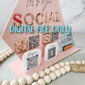 Digital file ADVANCED VERSION Social Media and Payment File, Let's get social, SVG file, Glowforge file