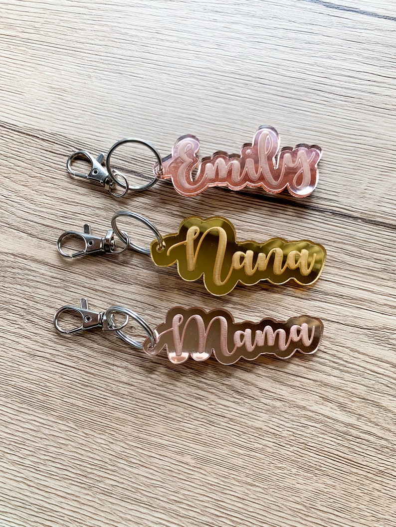 rose gold acrylic Customized gold keyring Personalized name keychain