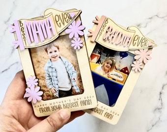 Mother’s Day gift, Wood engraved fridge photo magnet, Gift for mom