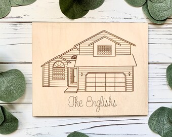 House portrait, Custom hand drawn house sign, Housewarming gift, Closing gift, Gift from realtor