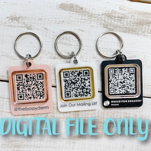 DIGITAL FILE QR Code Keychain File, Social Media File, Svg file, Glowforge file