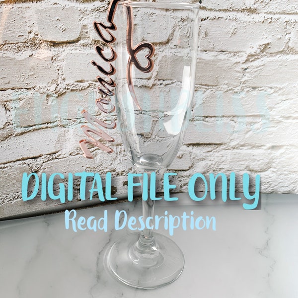 DIGITAL FILE Personalized wine charm wedding, champagne flute name charm, SVG file, Glowforge wedding file