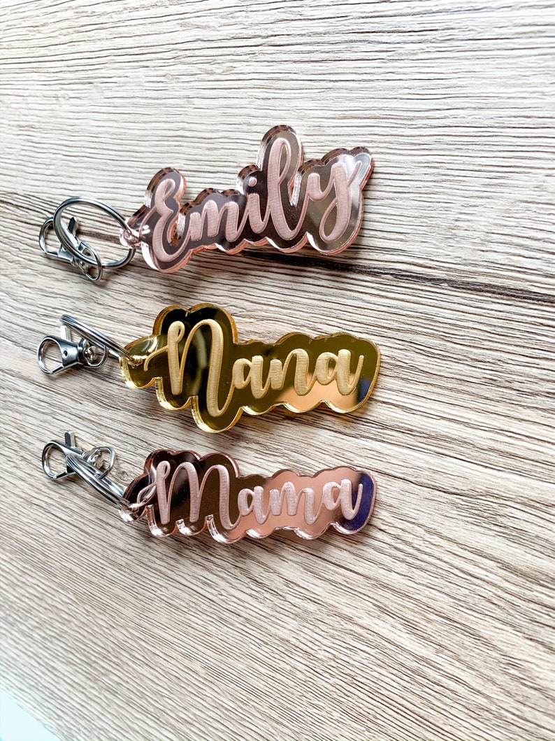 rose gold acrylic Customized gold keyring Personalized name keychain