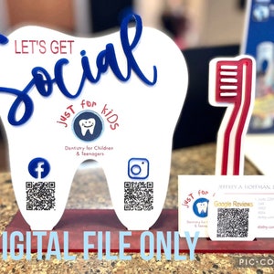 Archivo SVG del dentista, Archivo digital Redes sociales y signo de pago, Vamos a ser sociales, Archivo Glowforge