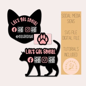 Plik SVG z kotem, plik cyfrowy Animal Rescue, znak mediów społecznościowych i płatności, bądźmy towarzyscy, plik Glowforge — ZESTAW 3!