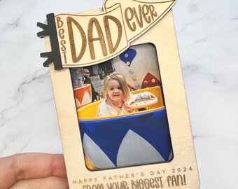 Father’s Day gift, Fridge photo magnet, Gift for him, Custom wood sign for dad, Father’s Day picture frame