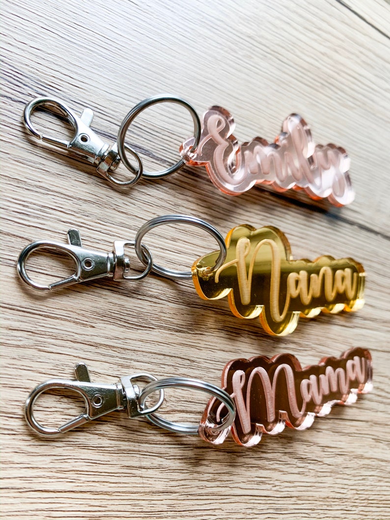 rose gold acrylic Customized gold keyring Personalized name keychain
