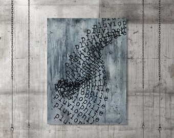 Large Modern Pluviophile Abstract Painting - Transitional Sophsticated Typography Artwork by CMFA