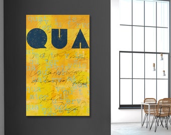 Colorful Yellow Contemporary Street Art - Modern Typography Interior Design - Conversation Piece for the Modern Loft