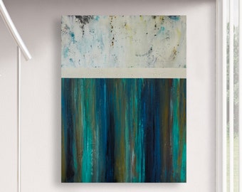 Large Contemporary Abstract Landscape Painting - Northern Lights - 36x48 Original Wall Art on Canvas by CMFA