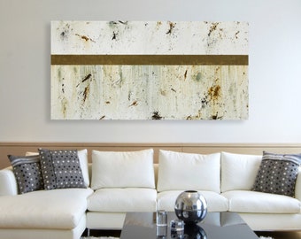 Contemporary Abstract Fine Art - Large Modern Neutral Toned Wall Art - 24x48 Horizontal Landscape Painting by CMFA